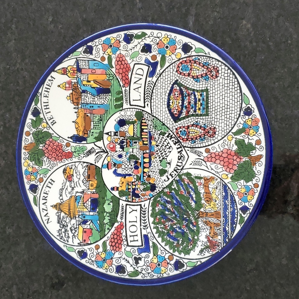 New Holy Land Market Ceramic Plate with Holy Land Motif Theme - Tree of Life